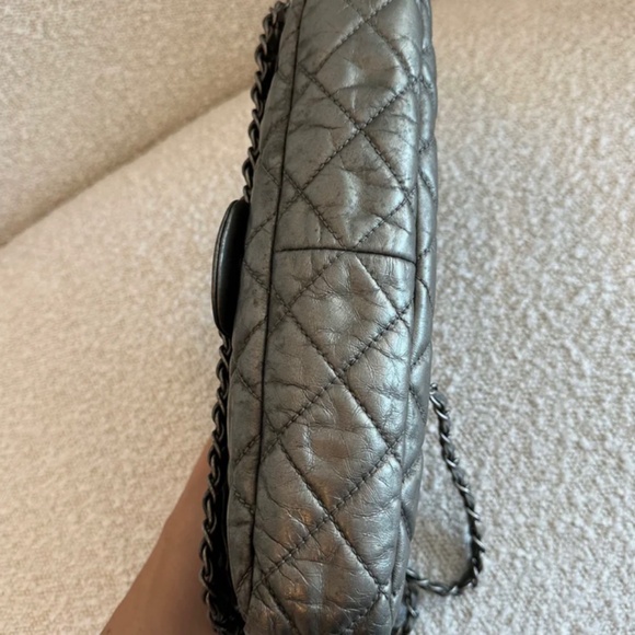 Authentic Chanel Grey CC Chain Me Timeless Flap Lambskin Leather Shoulder Bag - Picture 5 of 13